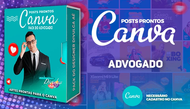 Pack de Posts Prontos para o Canva - Advogado - Escritório de advocacia + Legendas Prontas