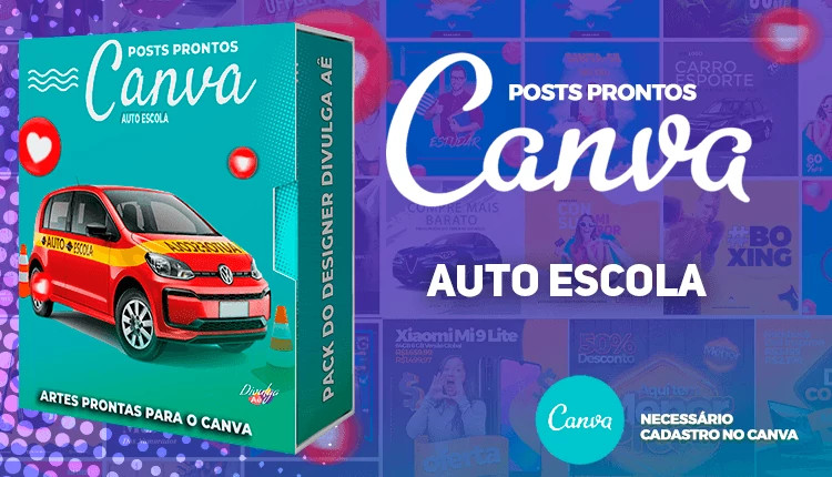 Pack de Posts Prontos para o Canva  - Auto - Escola - Cnh do Brasil + Legendas Prontas