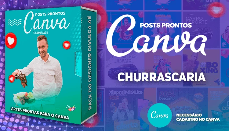 Pack de Posts Prontos para o Canva - Churrascaria