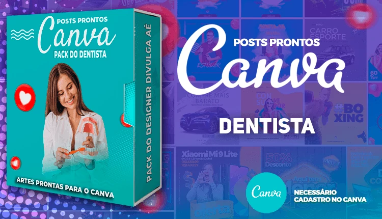 Pack de Posts Prontos com Legendas para Dentistas no Canva