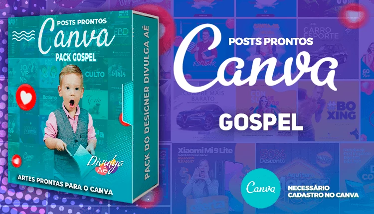 Pack de Posts Prontos para o Canva - Gospel - Igrejas Evangelicas + 2000 Artes Editaveis no Photosho