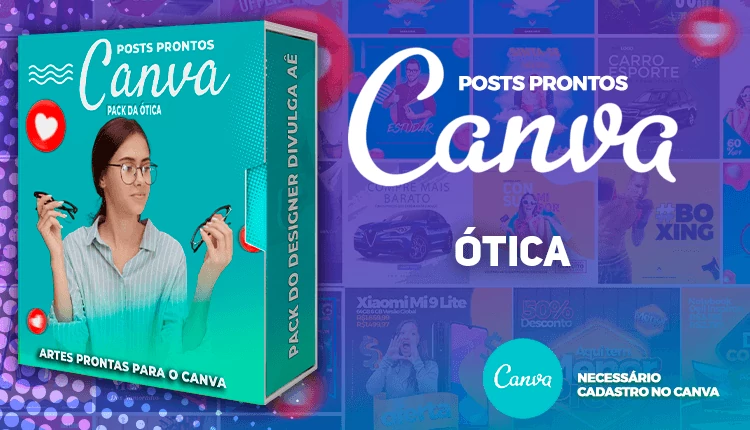 Pack de Posts Prontos com Legendas para o Canva - Óticas - Oftalmologista