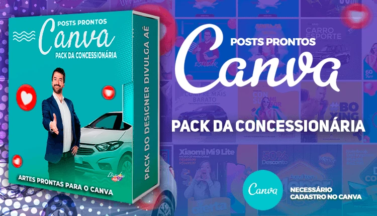 Pack de Posts Prontos para o Canva - Concessionária + Legendas - Venda de Carros e Motos