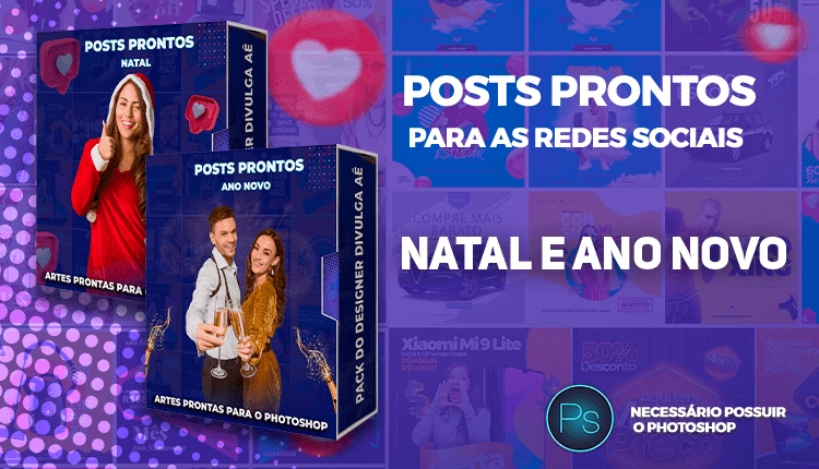 Pack de Posts Prontos com Legendas - Natal e Ano Novo - Reveillon