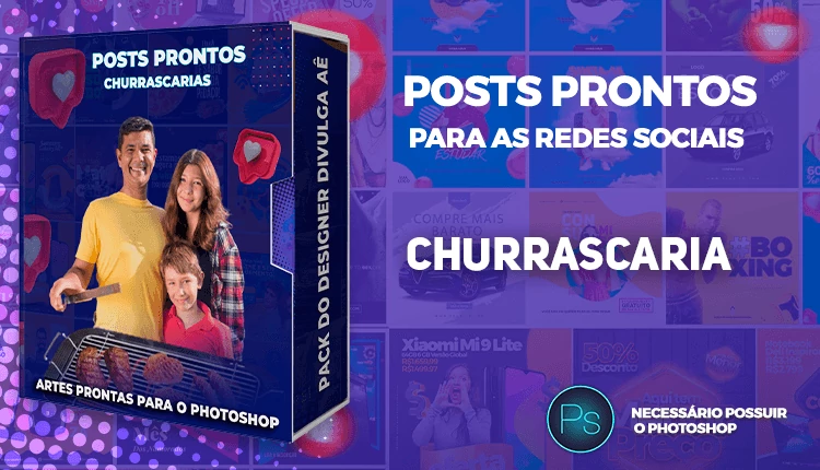 Pack de Posts Editáveis para Churrascarias e Espetinho - Photoshop