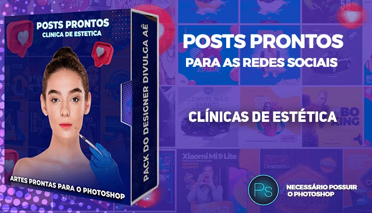 Pack de Posts Prontos - Tratamentos Estéticos com Legendas - Photoshop
