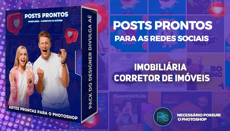 Pack de Posts Prontos com Legenda Pronta para Imobiliária - Corretoras de Imóveis - Photoshop