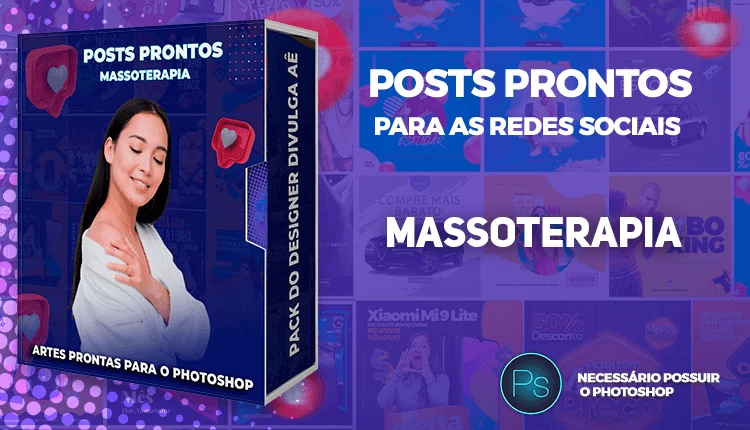 Pack de Posts Prontos com Legendas Prontas -  Massoterapia - Photoshop