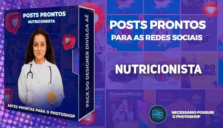 Pack de Posts Prontos com Legendas para Nutricionistas - Photoshop