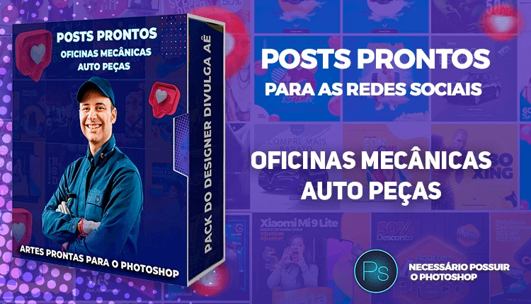 Pack de Posts Prontos - Oficina Mecânica - Auto Peças - Photoshop