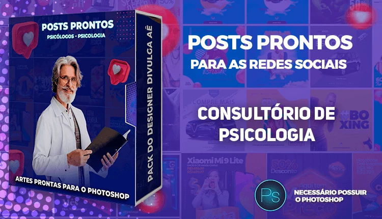 Pack de Posts Editáveis - Clínica de Psicologia - Psicólogos no Photoshop