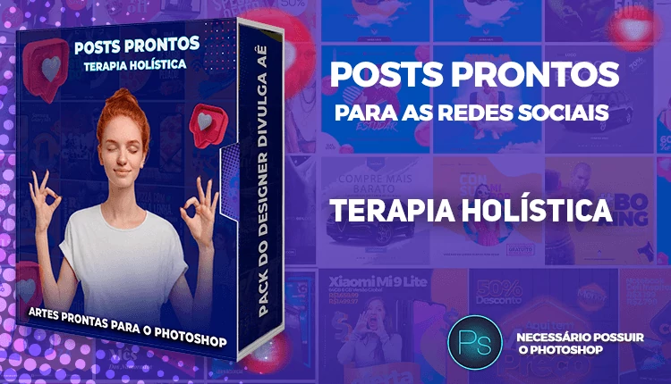 Pack de Posts Prontos com Legendas - Terapia Holística - Photoshop