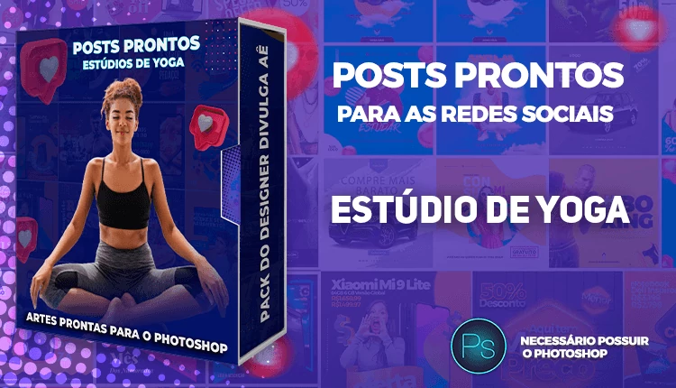 Pack de Posts Prontos com Legendas Prontas - Estudios de Yoga no Photoshop