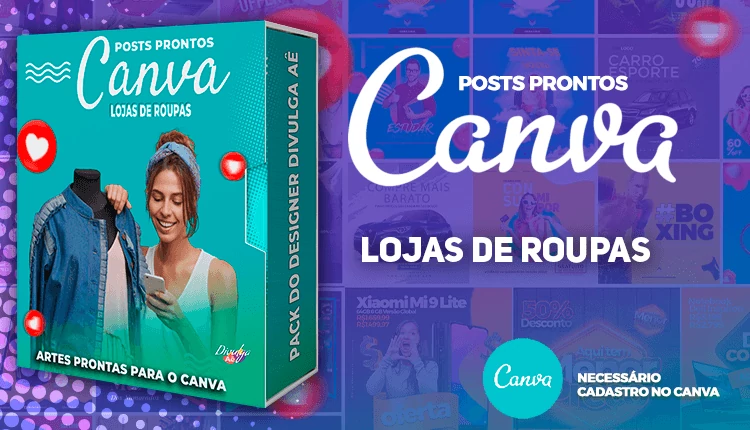 Pack de Posts Prontos para o Canva  - Lojas de Roupa e Calçados