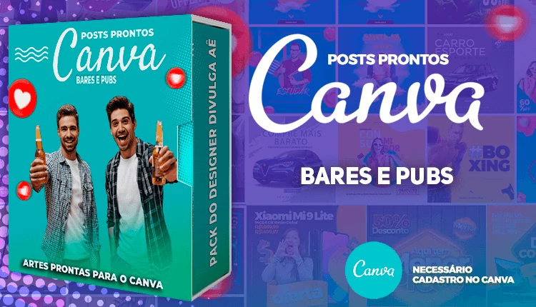 Pack de Posts Prontos para o Canva com Legendas - Bares e Pubs