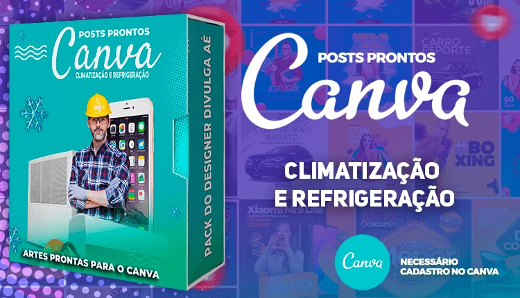 Pack de Posts Prontos para o Canva - Climatização e Refrigeração com Legendas