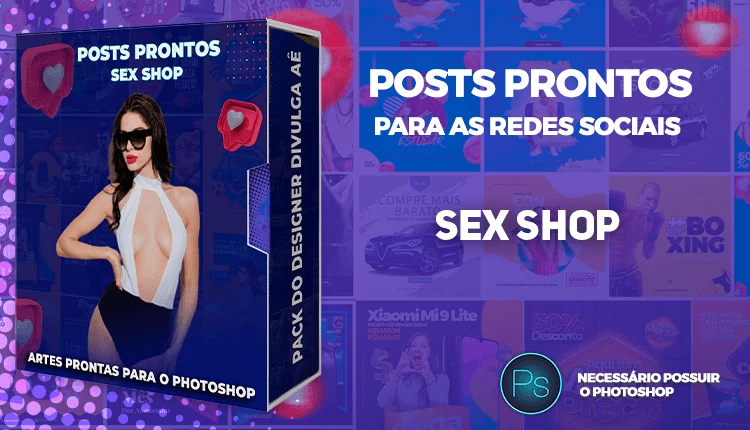 Pack de Posts Prontos com Legendas -  Sex Shop no Photoshop