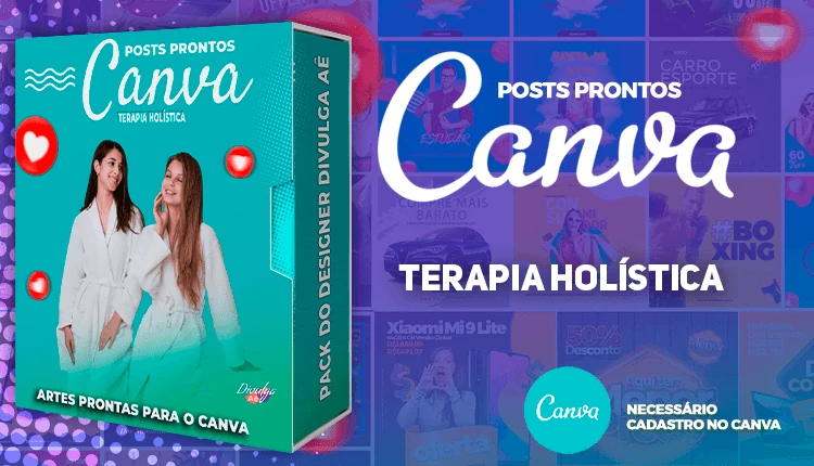 Pack de Posts Prontos para o Canva - Terapia Holística