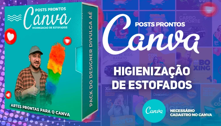 Pack de Posts Prontos para o Canva - Higienização De Estofados + Brindes Especiais