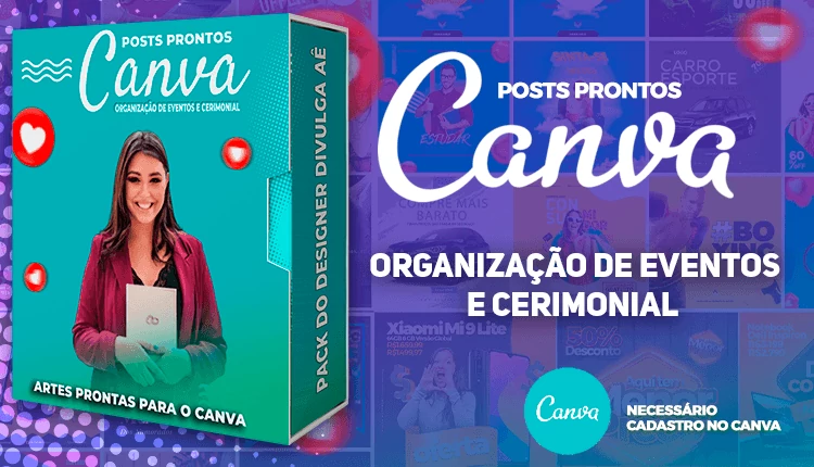 Pack de Posts Prontos para o Canva + Legendas - Cerimonial - Organização de eventos e Cerimonial