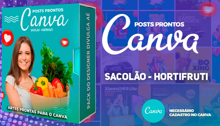 Mega Pack De Posts Prontos para o Canva  – Sacolão - Hortifruti - Agricultura Orgânica