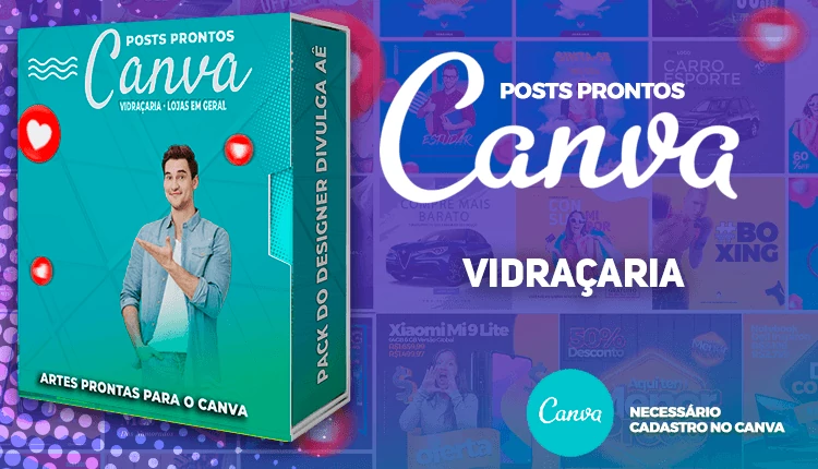 Pack de Posts Prontos para o Canva com Legendas para Vidraçarias