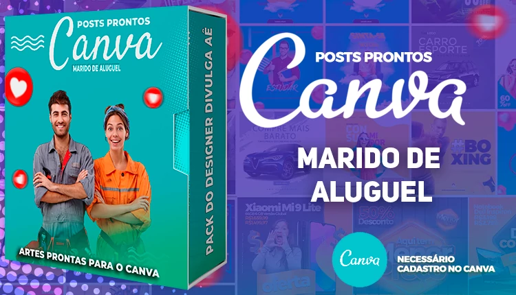 Pack de Posts Prontos - Marido de Aluguel no Canva + Legendas Prontas