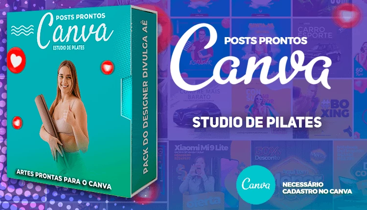 Pack de Posts Prontos com legendas para Estúdio de pilates no Canva