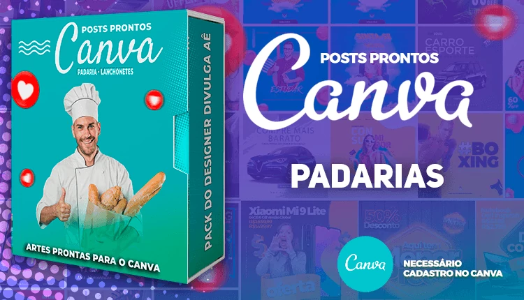 Pack de Posts Prontos com Legendas para Padarias no canva