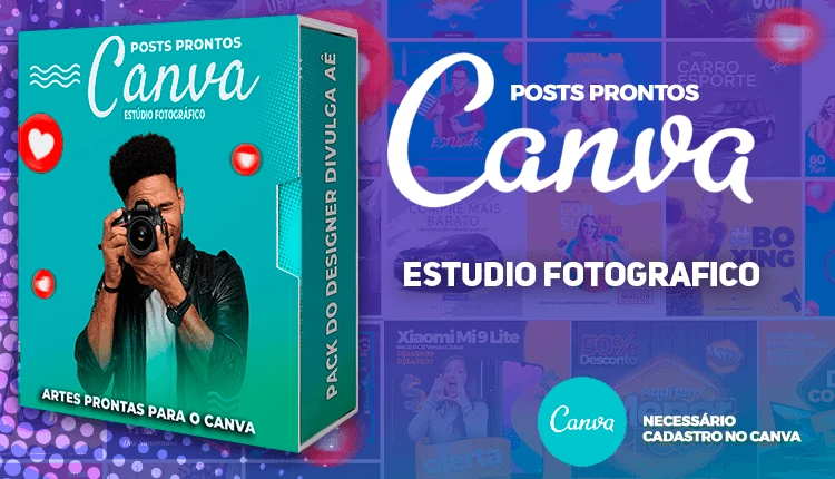 Pack de Posts Prontos para o Canva  com legendas - Estúdio de Fotografia - Fotografo