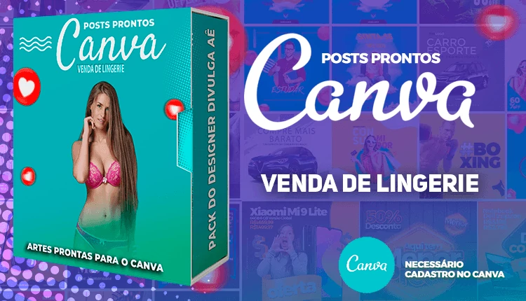 Pack de Posts Prontos para o Canva - Venda  de Lingerie e Roupa Íntima com Legendas