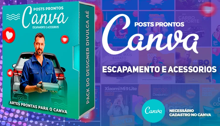 Pack De Posts Prontos para o Canva - Venda e Troca de Escapamento Automotivo com Legendas Prontas