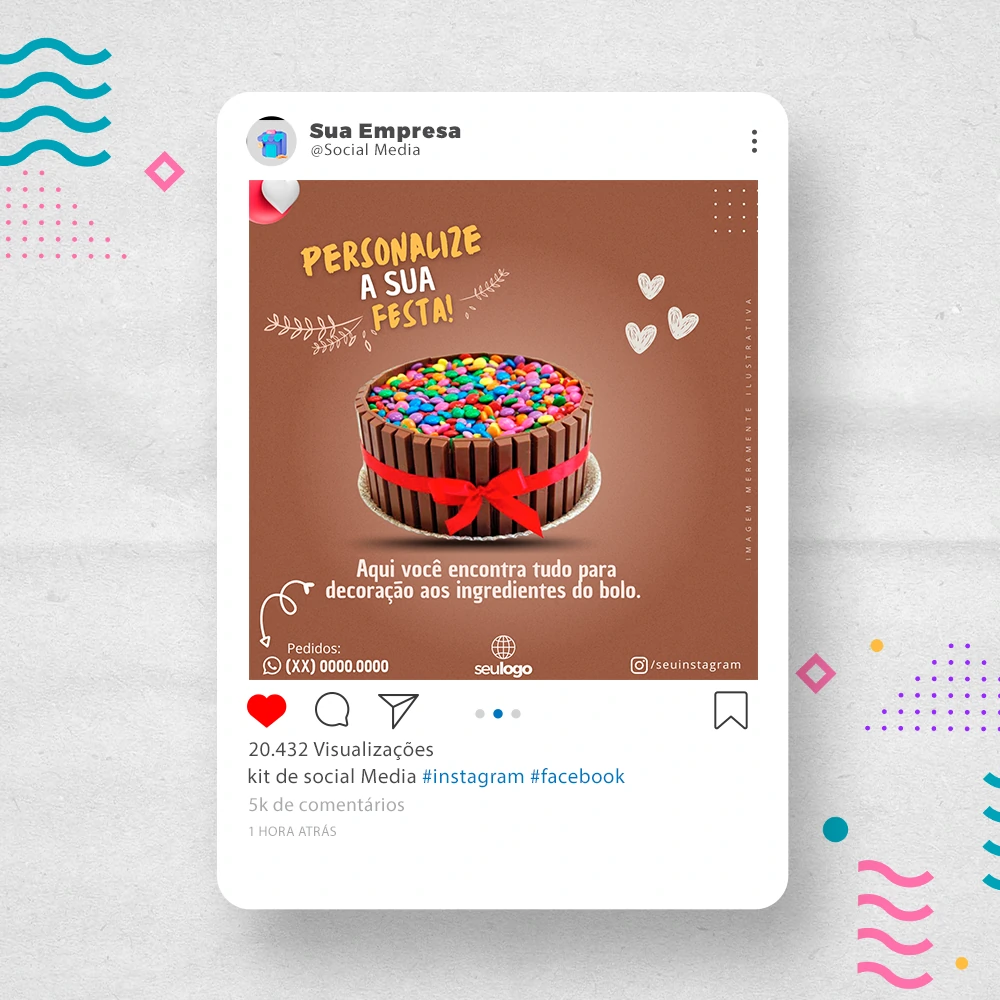 Kit de Social Media - Posts Prontos para Loja de decoração para Festas no Canva com Legendas