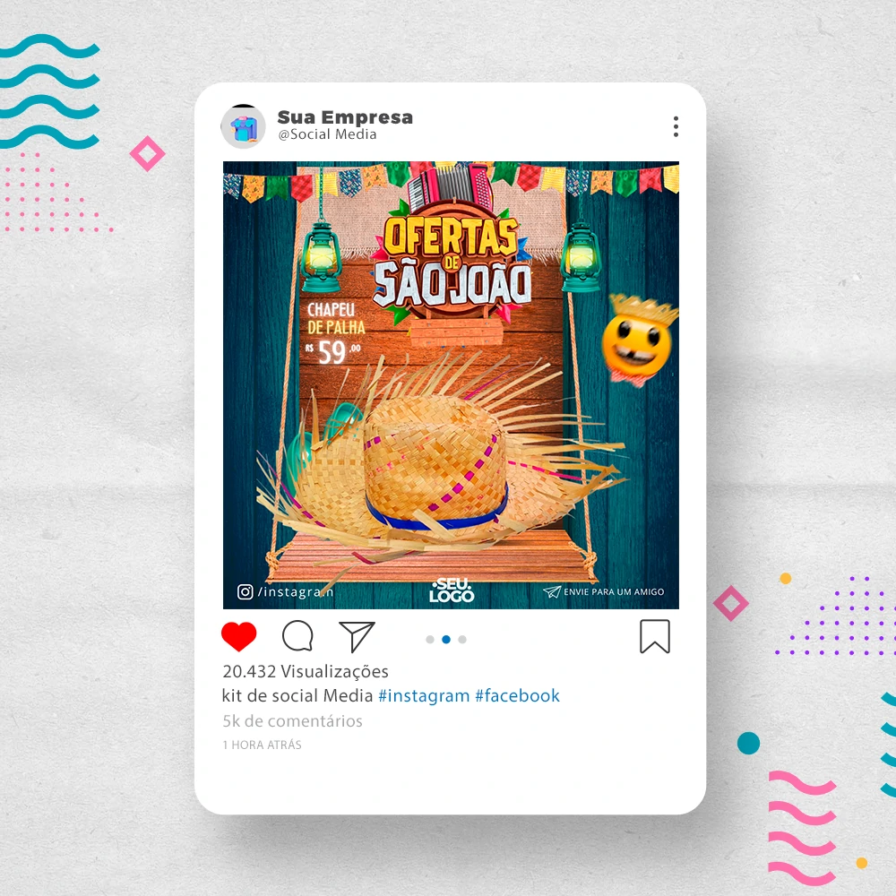 Kit de Social Media - Posts Prontos para Loja de decoração para Festas no Canva com Legendas
