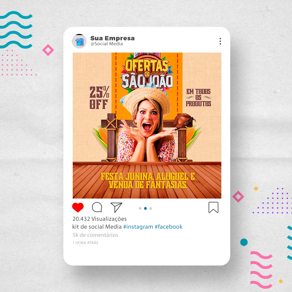 Kit de Social Media - Posts Prontos para Loja de decoração para Festas no Canva com Legendas