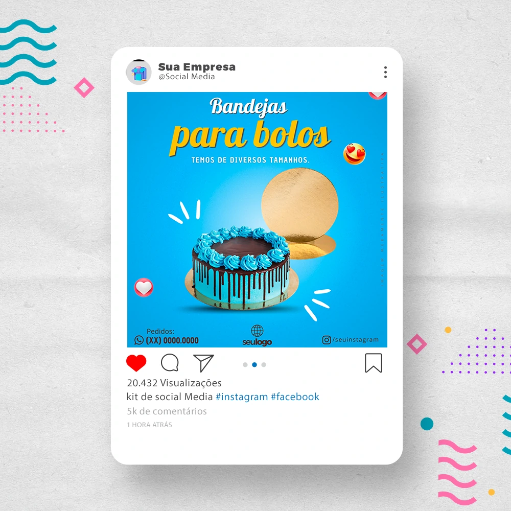 Kit de Social Media - Posts Prontos para Loja de decoração para Festas no Canva com Legendas