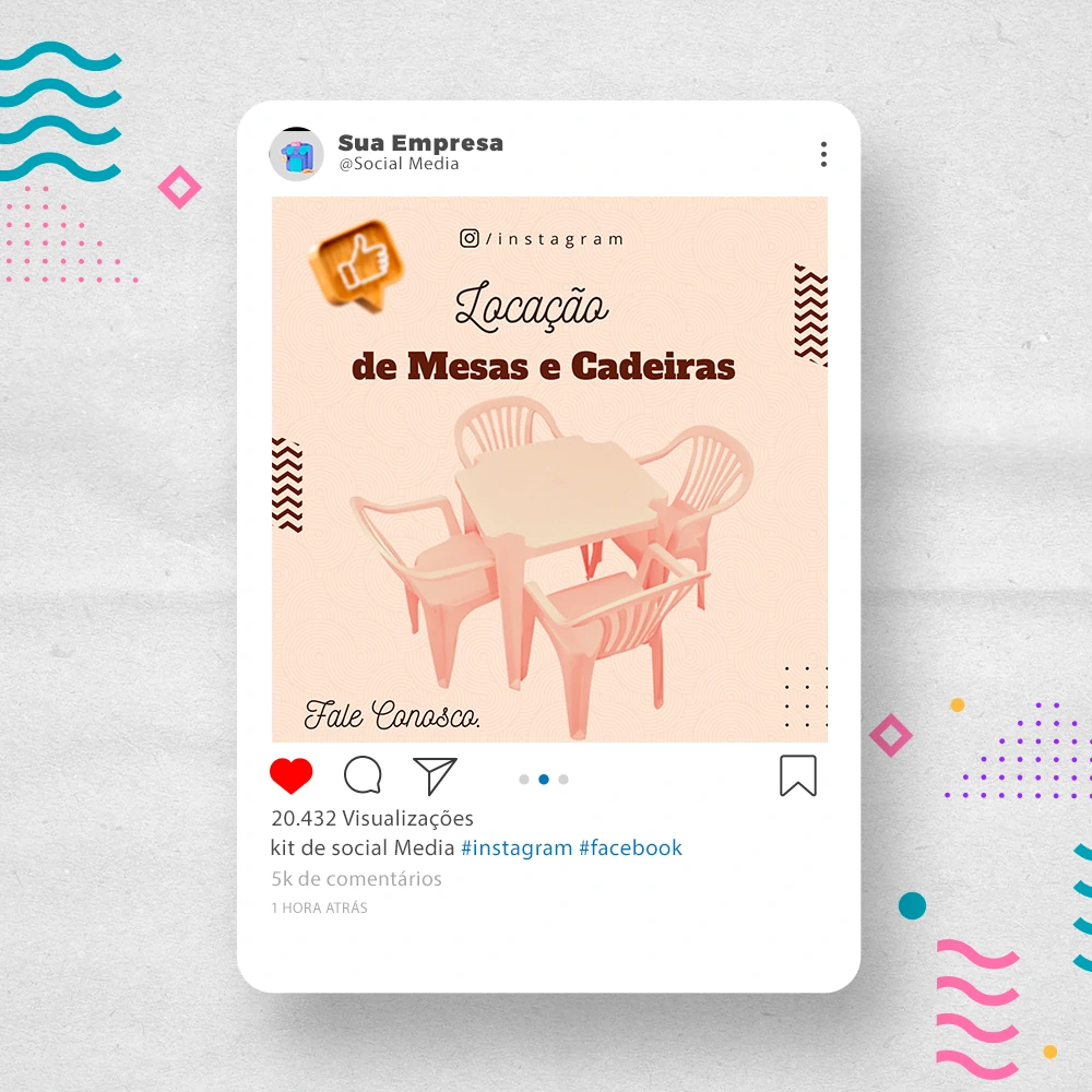 Kit de Social Media - Posts Prontos para Loja de decoração para Festas no Canva com Legendas