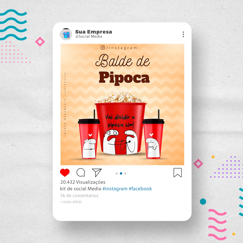 Kit de Social Media - Posts Prontos para Loja de decoração para Festas no Canva com Legendas