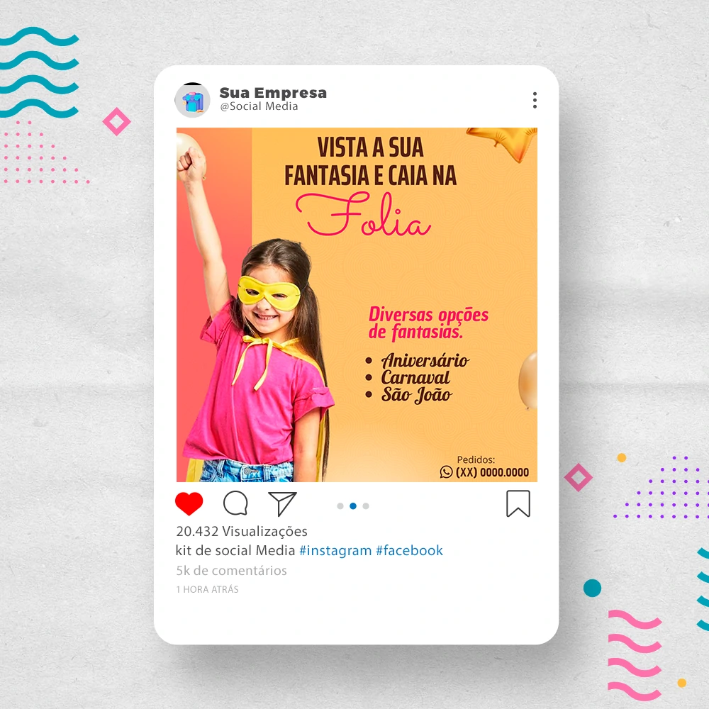 Kit de Social Media - Posts Prontos para Loja de decoração para Festas no Canva com Legendas