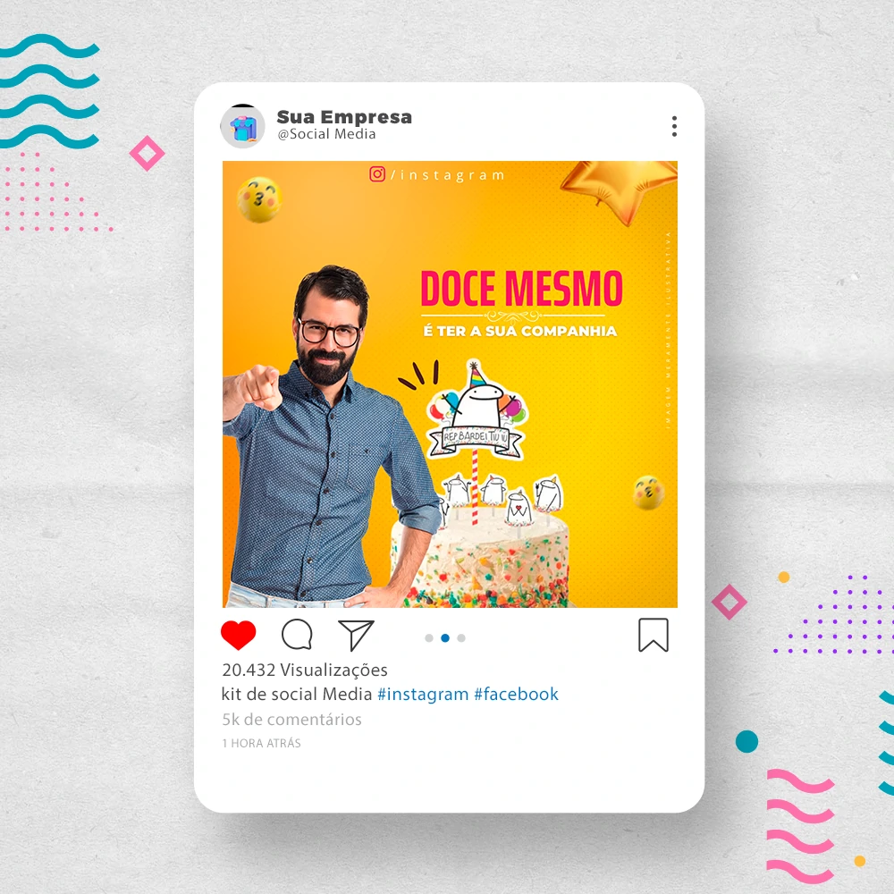 Kit de Social Media - Posts Prontos para Loja de decoração para Festas no Canva com Legendas