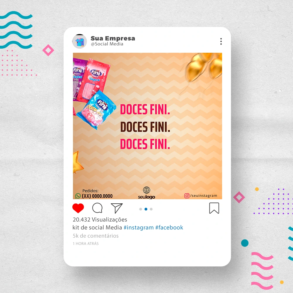 Kit de Social Media - Posts Prontos para Loja de decoração para Festas no Canva com Legendas