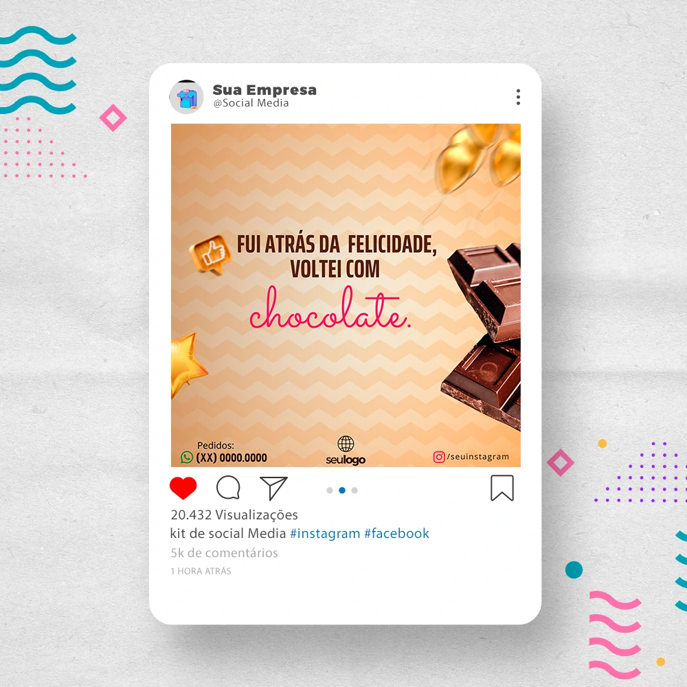 Kit de Social Media - Posts Prontos para Loja de decoração para Festas no Canva com Legendas