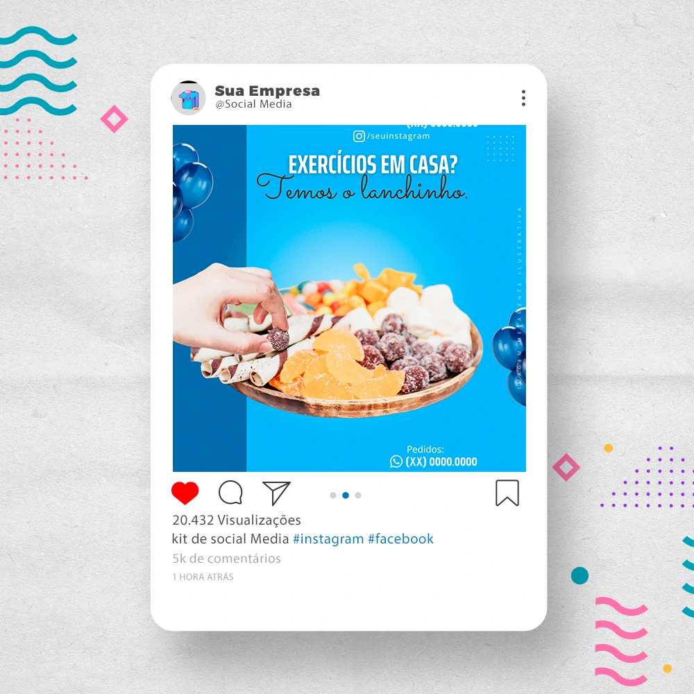 Kit de Social Media - Posts Prontos para Loja de decoração para Festas no Canva com Legendas