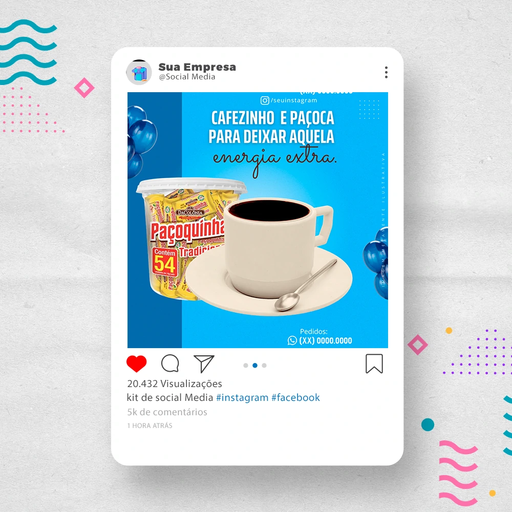 Kit de Social Media - Posts Prontos para Loja de decoração para Festas no Canva com Legendas