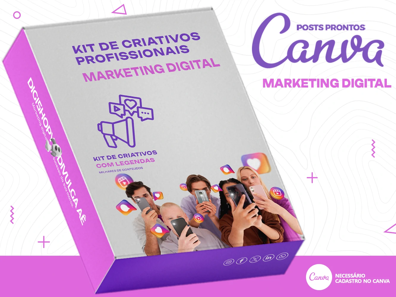 Kit de Social Media - Posts Prontos para Agência de Marketing Digital + Mega Pack Canva