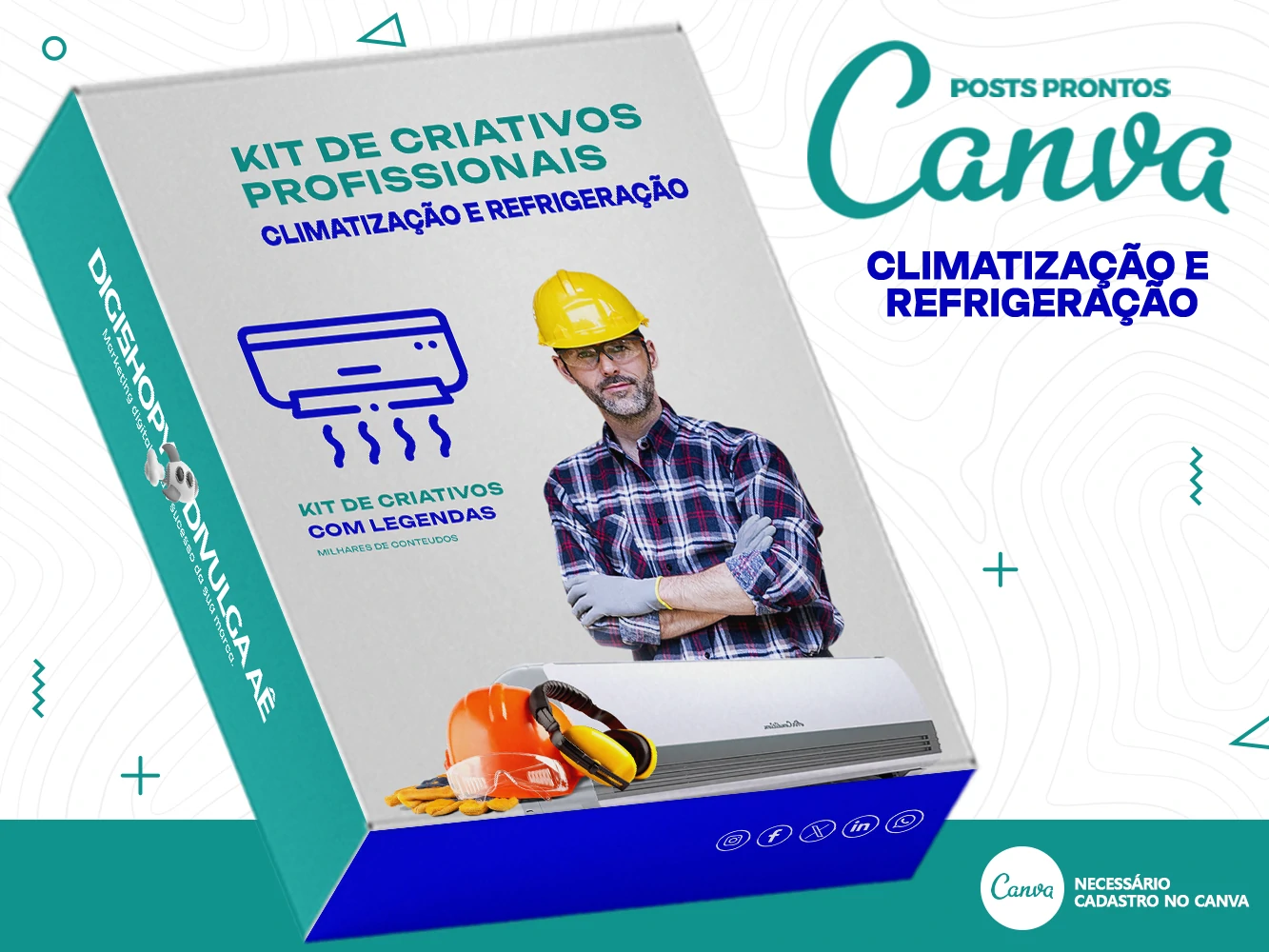 Kit de Social Media - Posts Prontos para Climatização e Refrigeração no Canva com Legendas