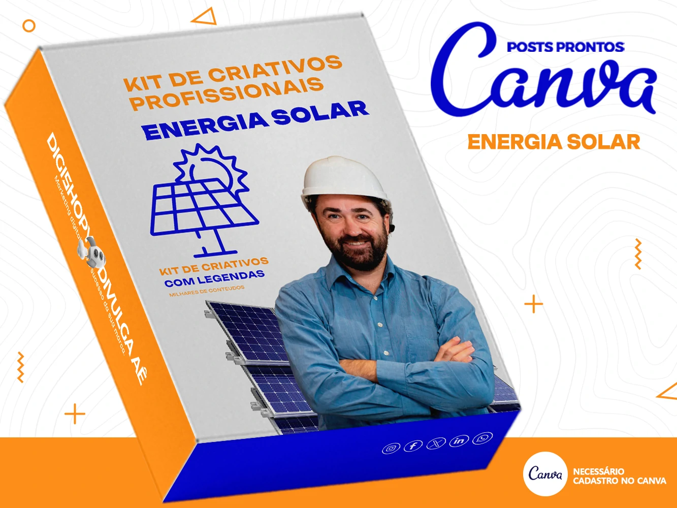 Kit de Social Media - Posts Prontos para Energia Solar no Canva com Legendas