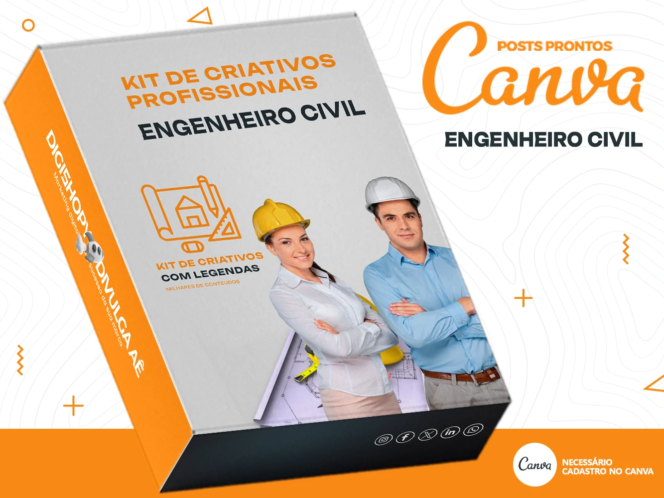 Kit de Social Media - Posts Prontos para Construção Civil - Engenheiro Civil - Empreiteira no Canva