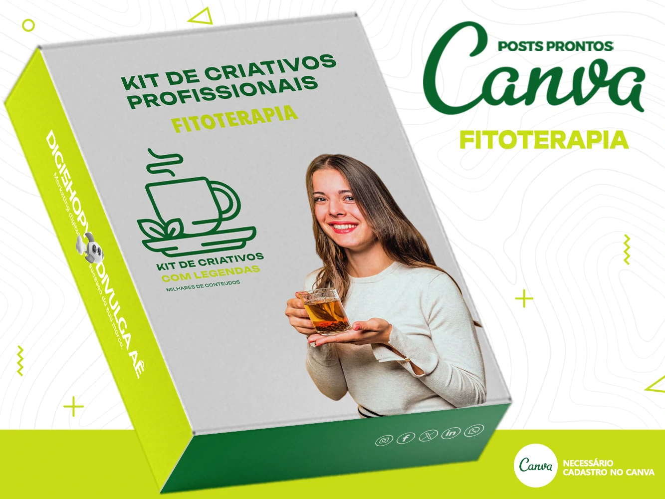Kit de Social Media - Posts Prontos para Fitoterapia no Canva com Legendas