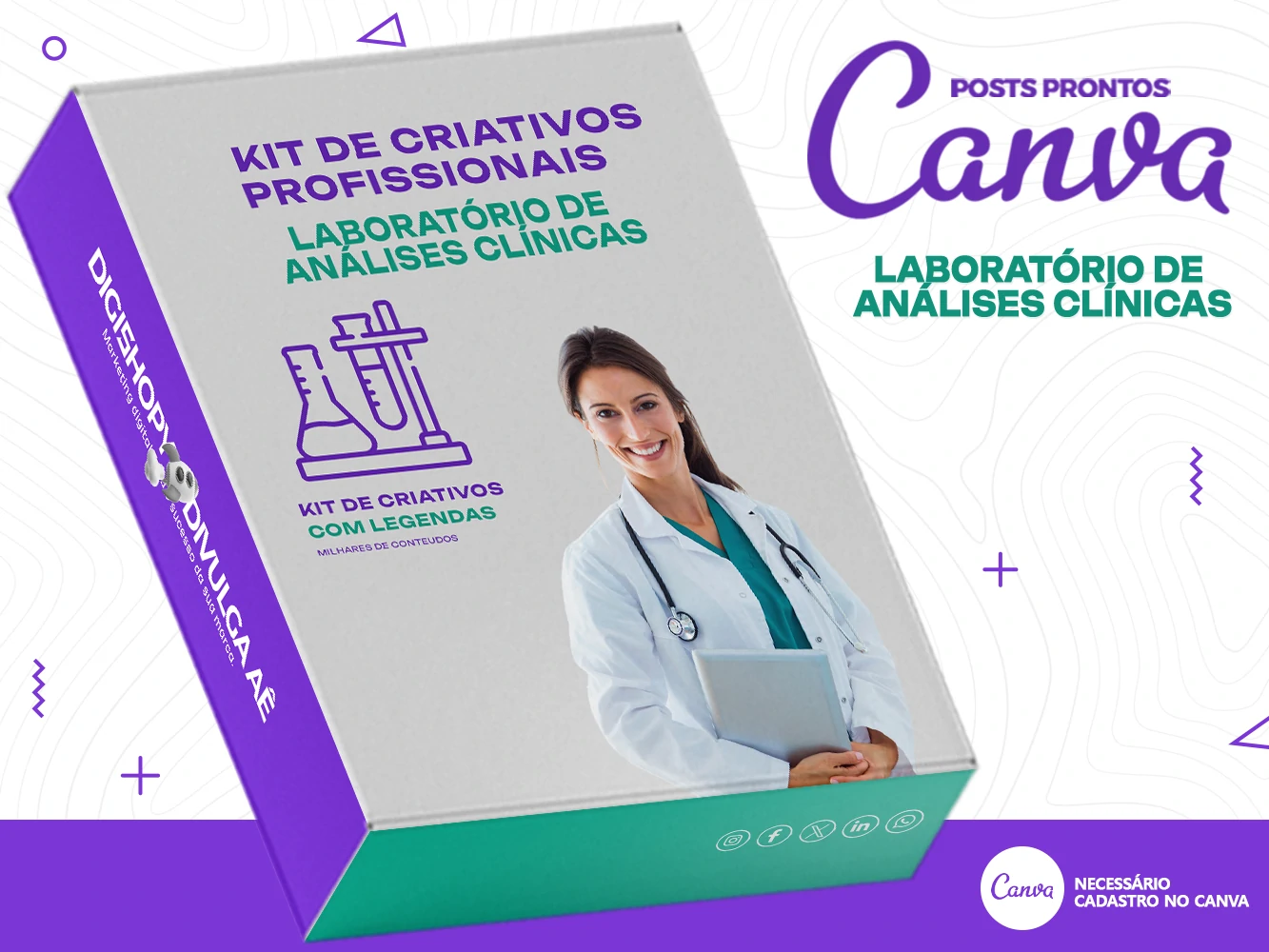 Kit de Social Media - Posts Prontos para Laboratório de Análises Clínicas - Exames clínicos no Canva
